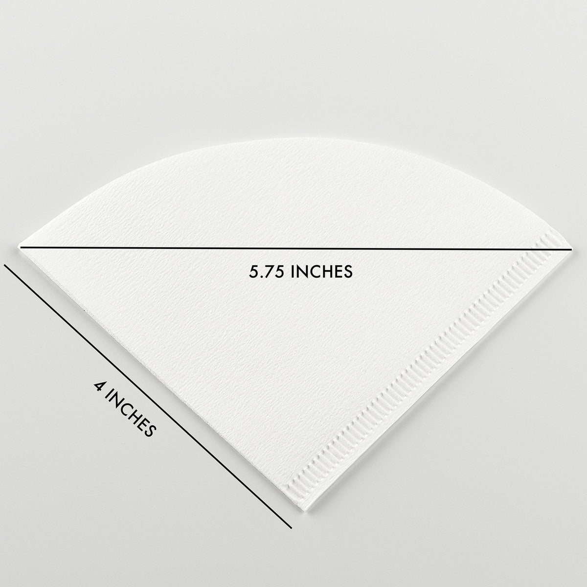 Paper Filter for Cone Dripper, White, 100 pieces, size 01 filter shown with dimensions in inches, PF-100W Select Brands